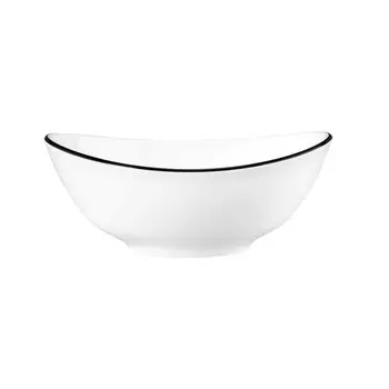 Суповая тарелка Modern Life Black Line овальная 16 см Seltmann Weiden, белый черный