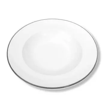 Суповая тарелка с серым краем и флагом Gourmet 24 см Gmundner Keramik, белый/серый