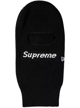 Supreme балаклава с логотипом из коллаборации с New Era, черный