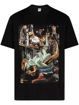 Supreme футболка с изображением тираннозавра, черный