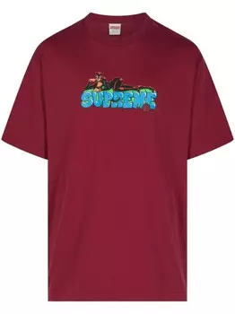 Supreme футболка с изображением женщины-кошки, красный
