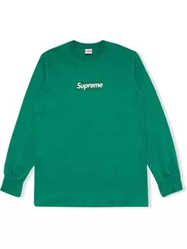 Supreme футболка с логотипом и длинными рукавами, зеленый