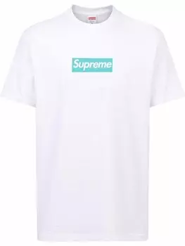 Supreme футболка с логотипом из коллаборации с Tiffany & Co., белый