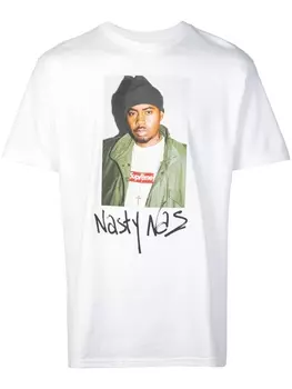 Supreme футболка с принтом Nasty Nas, белый
