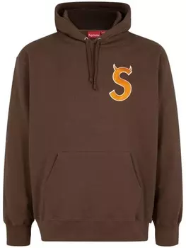 Supreme худи с логотипом, коричневый