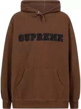Supreme худи с логотипом, коричневый