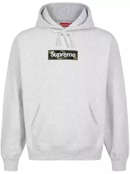 Supreme худи с логотипом, серый