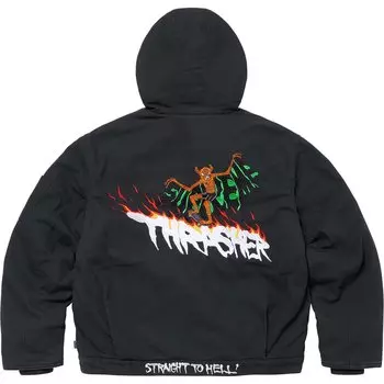 Supreme Коричневая рабочая куртка Thrasher с капюшоном
