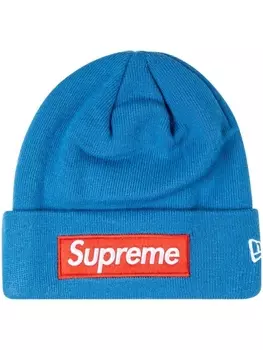 Supreme New Era Box Logo knitted beanie, синий