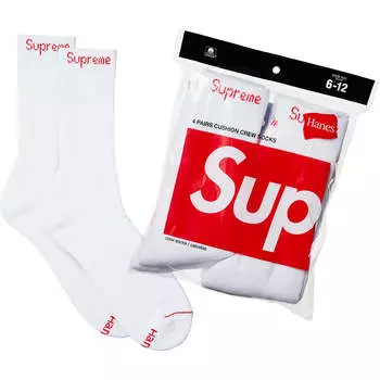 Supreme Носки X Hanes Crew, 4 пары, черные