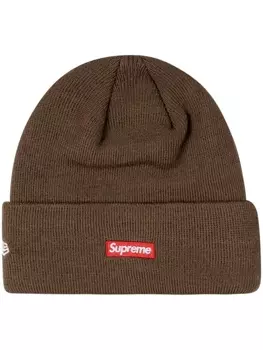 Supreme шапка бини S Logo из коллаборации с New Era, коричневый