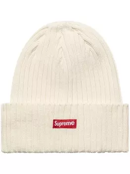 Supreme шапка бини в рубчик, белый