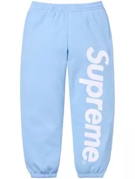 Supreme спортивные брюки из хлопка с атласной аппликацией, синий