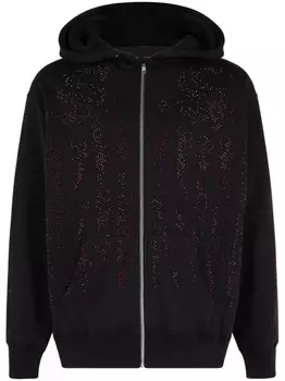 Supreme толстовка с капюшоном, украшенная кристаллами, черный