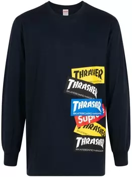Supreme толстовка Thrasher с логотипом, черный