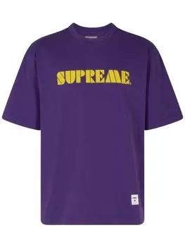 Supreme вышитая футболка, фиолетовый