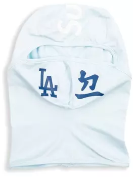 Supreme x MLB Kanji Teams "Los Angeles Dodgers - Pale Blue" lightweight balaclava, синий