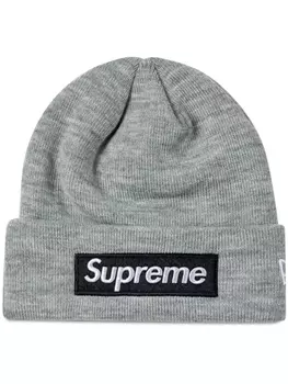Supreme x New Era Box Logo knitted beanie, серый