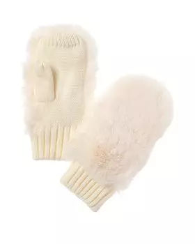 Surell Аксессуары Вязаные варежки Surell Accessories, белый