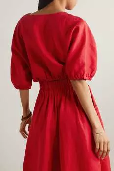 SUZIE KONDI укороченный льняной топ Arki со сборками, красный