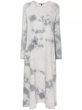 Suzusan платье миди с принтом тай-дай, серый