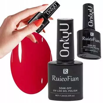 СВЕТЛО-КРАСНЫЙ ЛАК ДЛЯ НОГТЕЙ ГИБРИДНЫЙ С ГЛЯНЦЕВЫМ УФ-ПОЛИРОВКОЙ OnlyU/L007