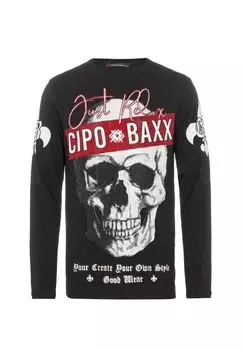 СВИТШОТ с изысканным узором из стразов CIPO & BAXX, черный