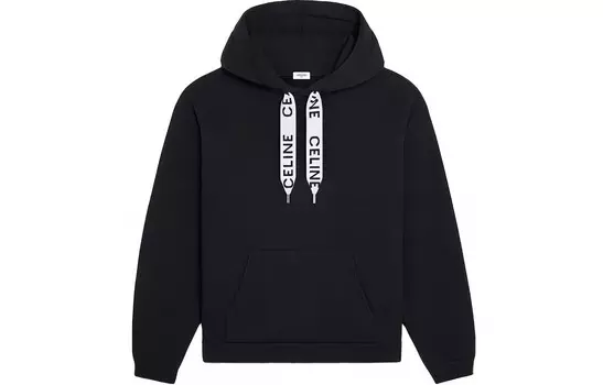 СВОБОДНАЯ ТОЛСТОВКА С КАПЮШОНОМ ИЗ ХЛОПКОВОГО ФЛИСА Celine, черный