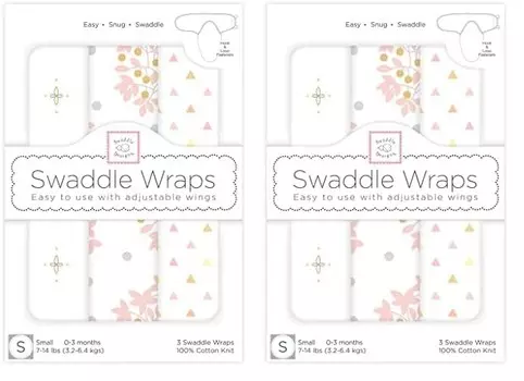 Swaddle Designs Пеленальное одеяло с регулируемой накидкой, набор из 3 шт., небесный цветочный узор, розовый (2 шт. в упаковке) SwaddleDesigns, Pink