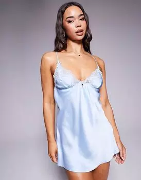 Свадебная атласная сорочка Boux Avenue синего цвета