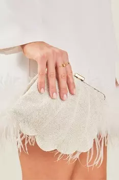 Свадебная сумка в рамке с фестончатым зажимом Accessorize, бежевый