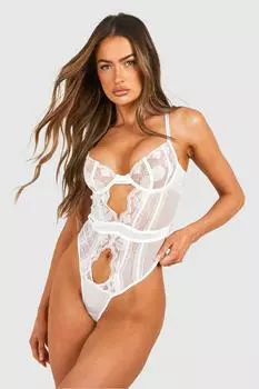 Свадебное боди с вышивкой boohoo, белый