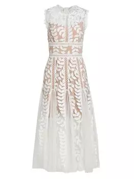 Свадебное гипюровое кружевное платье-миди Saba Bronx and Banco, белый