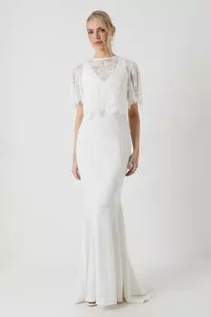 Свадебное платье из кружева и эластичного крепа Coast, белый