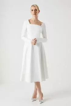 Свадебное платье из понте с капюшоном и расклешенным передом Coast, белый