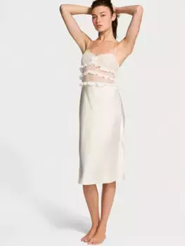 Свадебное платье-комбинация миди из кружева и шелка Atelier Victoria's Secret, белый