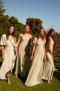 Свадебное платье макси с сеткой Next, зеленый