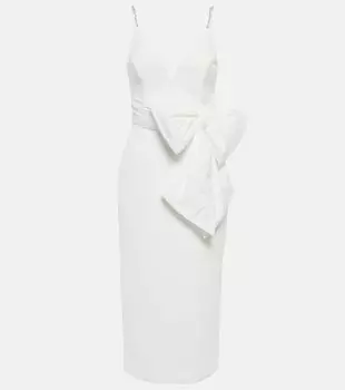 Свадебное платье миди из крепа genevieve с бантом Rebecca Vallance, белый