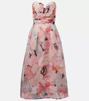 Свадебное платье миди из шелка с цветочным принтом Rebecca Vallance, Bridal Bouquet Print