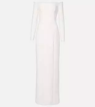 Свадебное платье с открытыми плечами из крепа Safiyaa, слоновая кость