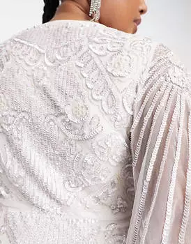 Свадебное платье с развевающимися рукавами и декорированными рукавами ASOS EDITION Curve Eliza