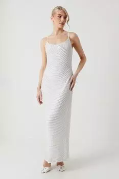 Свадебное платье с воротником-хомутом и жемчугом Coast, белый