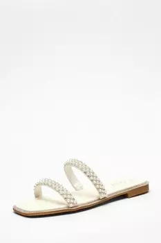 Свадебные босоножки на плоской подошве с жемчугом QUIZ Clothing