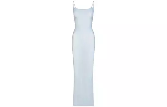 Свадебные платья серии SKIMS, мягкое длинное платье-комбинация для отдыха, цвет: небесно-голубой