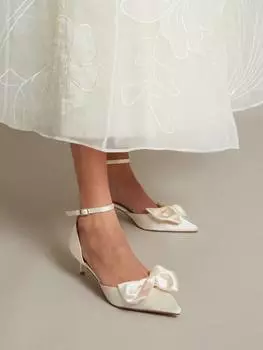 Свадебные туфли на каблуке из атласа stacy bow Monsoon, слоновая кость