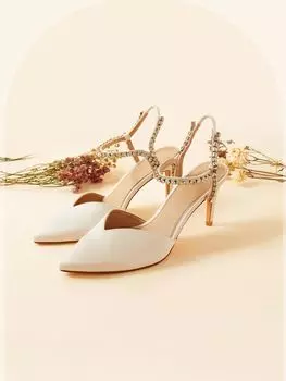 Свадебные туфли на каблуке Monsoon со стразами и заостренным носком, цвет слоновой кости