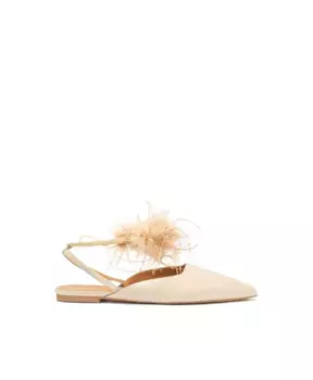 Свадебные туфли на плоской подошве с перьями Kazar, бежевый