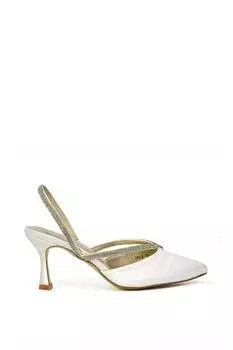 Свадебные туфли на шпильке с острым носком и стразами на ремешках «Марисса» XY London, белый