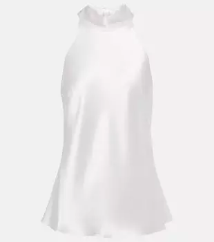 Свадебный атласный топ с завязками на шее GALVAN, белый