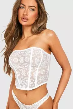 Свадебный корсет с кружевом boohoo, белый